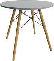 Priceworth Oliver 80cm Round Dining Table, Pair with Your Dining Chair, Living Room Furniture, MDF Top with Beech Wood Legs, Durable Construction, Space-Saving Design, 75 H x 80 W x 80 D CM, Grey