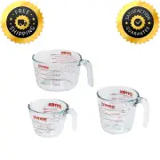 New Pyrex Glass Measuring Cup Set 3-Piece Microwave and Oven Safe Clear 4-cups