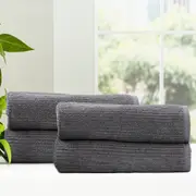 4pc Renee Taylor Cobblestone Bath Towel/Sheet 650GSM 160cm Cotton Ribbed Granite