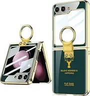 Plating Painted Folding Case for Samsung Galaxy Z Flip 5, All-Inclusive Phone Protective Cover for Flip5, Anti-Drop Shell with Electroplating Ring (10, for Flip5)