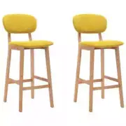 NNEVL Bar Stools 2 pcs Mustard Yellow Fabric