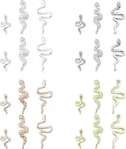 Ornazy 60Pcs Alloy Snake Nail Art Cabochons Mixed Colour Flatback Animal Cabochons Elegant 3D Snake Nail Decoration for Jewellery Craft Accessories