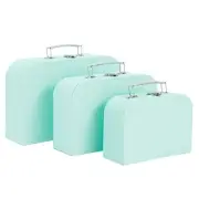 Set of 3 Different Sizes of Paperboard Suitcases with Metal Handles, Decorati...