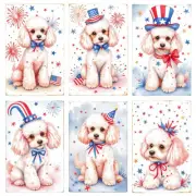 Patriotic Poodle Dog Decoupage Rice Paper For Ornament-Wood Art A4 1 Sheet
