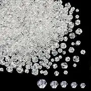 Xinhongo 1700pcs Clear Bicone Crystal Beads 2mm-6mm Bulk Faceted Bicone Crystal Glass Beads for DIY Jewelry Crafts Making Supplies