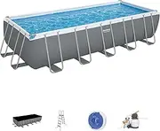 Bestway Power Steel Above Ground Rectangular Swimming Pool Set, 6.40 m x 2.74 m x 1.32 m Size