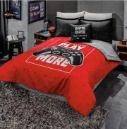 PLAY JUNIORS BOYS REVERSIBLE COMFORTER SET, SHEET AND CURTAINS PCS 10 FULL SIZE