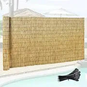 Bamboo Slat Fence Natural Reed Fencing Rolls Privacy Screen Garden Balcony Decorative Roll Outdoor Privacy Screening for Deck Yard Pool Pond Balcony Railing(5 * 6.6ft(152 * 200cm))