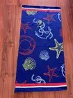 NWT 30 X 60 Inch Beach Pool Towel Nautical Design Navy White Anchor Shells