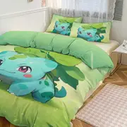 Bed Sheets g224 Bulb_asaur Print Bedding Set Pattern Duvet Cove Set 3 Pieces 1 Quilt Cover And 2 Pillowcases for Women Men Teens tq224 Bed Sheets