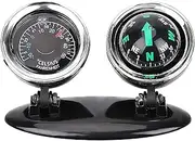 MACHSWON Adjustable Vehicle Mount Dashboard Compass 2 in 1 Car Thermometer Compass Navigation/Direction Guide Ball Black with Adhesive for Marine Boat Car Truck