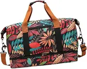 Frediuo Travel Duffle Bag Tote Bag with Shoe Compartment Portable Weekender Bag Gym Handbag Overnight Bag for Exercise Fitness Sports, Red
