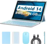 Android 14 Tablet, 10.1 inch 8GB RAM+64GB ROM/1TB(Max), 2 in 1 Tablets with Keyb