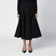 [Valentino] Black silk flounced midi skirt 40 IT Black