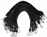 kitchentoolz 50 Pack of 15 Inch Rubber Bungee Cord Tarp Straps with Hooks