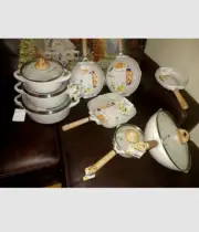MasterClass Premium Cookware 14 piece Set skillets Casseroles specked beige