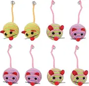 YARNOW 8Pcs Pet Interactive Nylon Mouse Teaser Balls for Puppy and Kitten Play Engaging Cat and Dog for Exercise and