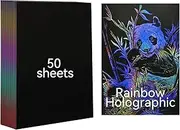ATOMSTACK 50 Sheets A4 Rainbow Laser Scratch Paper, Crafts Scratch Paper, Arts Painting Drawing Paper Gifts for DIY Engraving