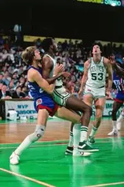 Robert Parish Boston Celtics and Jan Van Breda Kolff New Jersey Ne- Old Photo