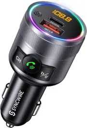 Bluetooth 5.4 FM Transmitter for Car, 38W PD&QC3.0 Dual USB Charging Bluetooth C
