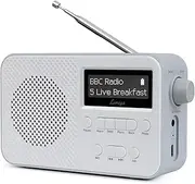 LEMEGA PR2 Portable DAB/DAB+ and FM Digital Radio, Portable Digit Radio, Personal Pocket DAB Radio, Alarm Clock, 40 Preset Stations, Headphones-Out,Batteries and Mains Powered - White
