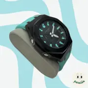 Custom G-Shock GA-2100 | CasiOak Teal Blue Rubber Strap | Stainless Steel