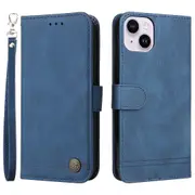 Skin-touch PU Leather Case for iPhone 15 ,Cell Phone Cover Imprinted Lines Stand Wallet