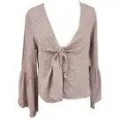 New Flynn Skye Knot Your Business Top Womens S Mauve Cluster Floral Bell Sleeves