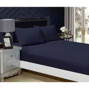 Super Soft Fitted Sheet & 2 Pillowcases Set - Super King Size Bed - Midnight Blue