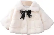 [Generic] Winter Autumn Baby Kids Child Toddler Infant Newborn Baby Girls Long Sleeve Patchwork Solid Fleece Bowknot Winter Coats Jacket Outer Outwear Outfits Clothes Girl Coat 7