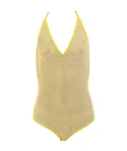 Bottega Veneta Halterneck Mesh Bodysuit S Yellow