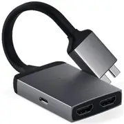 SATECHI Aluminium Type-C Dual HDMI Adapter - Space Grey ( Dual Display only [ST-TCDHAM]