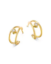 Zoe Chicco 14K Yellow Gold Princess Diamonds Double Wire Huggie Hoop Earrings