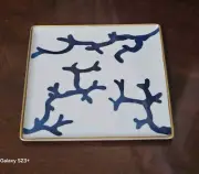 RAYNAUD LIMOGES CRISTOBAL CORAL PINTO SQUARE SALAD ACCENT SERVING PLATE TRAY