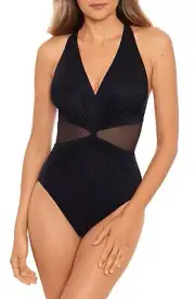 Miraclesuit 6537068 Illusionist Wrapture One-Piece Swimsuit SZ 8 Nori $182