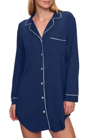 Eberjey Gisele Jersey Knit Sleep Shirt in Navy/Ivory at Nordstrom, Size Small