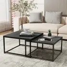 2X Marble Rectangle Nesting Table Scratchproof Coffee Table Living Room Kitchen