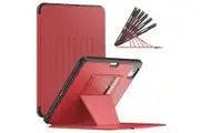 iPad Pro 11 inch (4th/3rd/2nd/1st Gen) Smart Mag-netic Auto Sleep Cover with Card Holder & Multi-Angle Bracket-Red