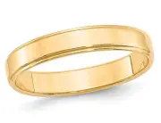 14K Yellow Gold 4mm Flat Wedding Band Ring with Step Edge