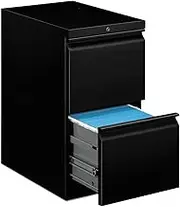 HON Brigade Mobile Pedestal | 2 File Drawers | Radius Pull | 15" W | Black Finish