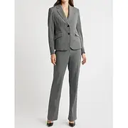 Herringbone Two Piece Jumpsuit / Pantsuit Pantsuit Mother of the Bride Pantsuit Formal Blazer Set Classic Vintage Simple V Neck Notched Lapel Floor Length Long