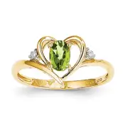 14k Yellow Gold Diamond & Peridot Ring XBS497 Size 7