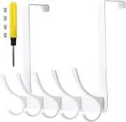 Stainless Steel Over-the-door Hanger Rack Assembly 5 Double-hooks White