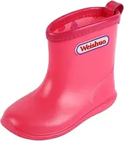 [Weishuo] Children's Wellington Boots for Boys Girls Waterproof Non-Slip Soft PVC Rain Boots Toddler, Rose Red, 22 EU