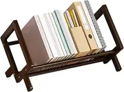 Générique Tilting Bookcase for Books, Adjustable Desktop Book Rack, Portable Desktop Book Rack, Compact Bookshelf Organizer 12.99 x 9.65 x 8.27 for Books (White, Wood Color, Dark Brown)
