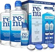 renu Contact Lens Solution, Multi-Purpose Disinfectant, Advanced Formula Kills 99.9% of Germs, 16 Fl Oz (Pack of 2), Includes 2 Fl Oz Travel Size