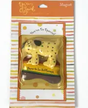 Hallmark Ensemble Refrigerator Magnet DARE TO BE DIFFERENT Rainbow Dog Bone Vtg