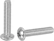 uxcell 1/4-20 x 1-1/4" Pan Head Machine Screws, 25 Pcs 304 Stainless Steel Round Head Screws for Cabinet Drawer Knob Pull Handle, Phillips Drive, Fully Threaded, Bright Finish
