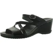Dansko Womens Black Leather Slide Wedge Sandals Shoes 39 Medium (B,M) BHFO 7944