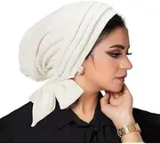 [Generic] Women's Pre-Tied Muslim Hijab Bonnet Pleated Ruffle Turban Chemo Cap Underscarf Headwear